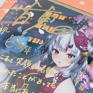 ホロライブ 百鬼あやめ 活動6周年記念 直筆サイン＆箔押し複製メッセージ入りポストカード