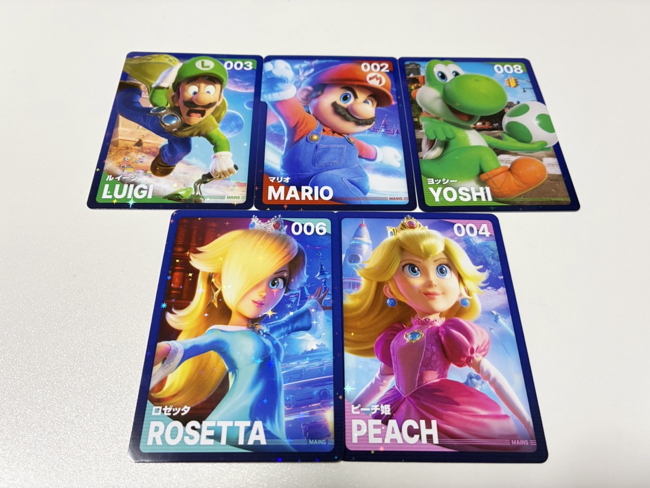 マリオ、ルイージ、ヨッシー、ピーチ、ロゼッタのカード